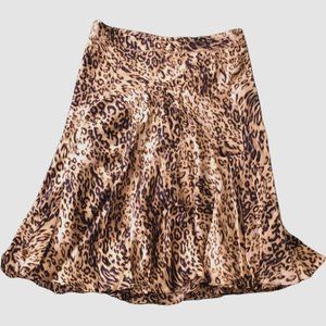 Muse Boston Proper Animal Print Skirt Gored Knee L